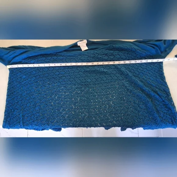 NWT Grace & Lace/ Teal Lace Knit Sweater/ Or Oversized Cardigan/ Size US L to 1X - Picture 11 of 11